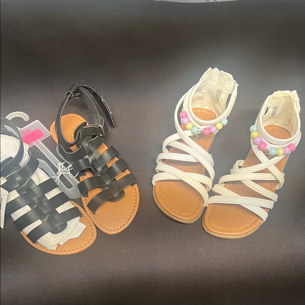 The Children's Place Black and White Strappy Sandals